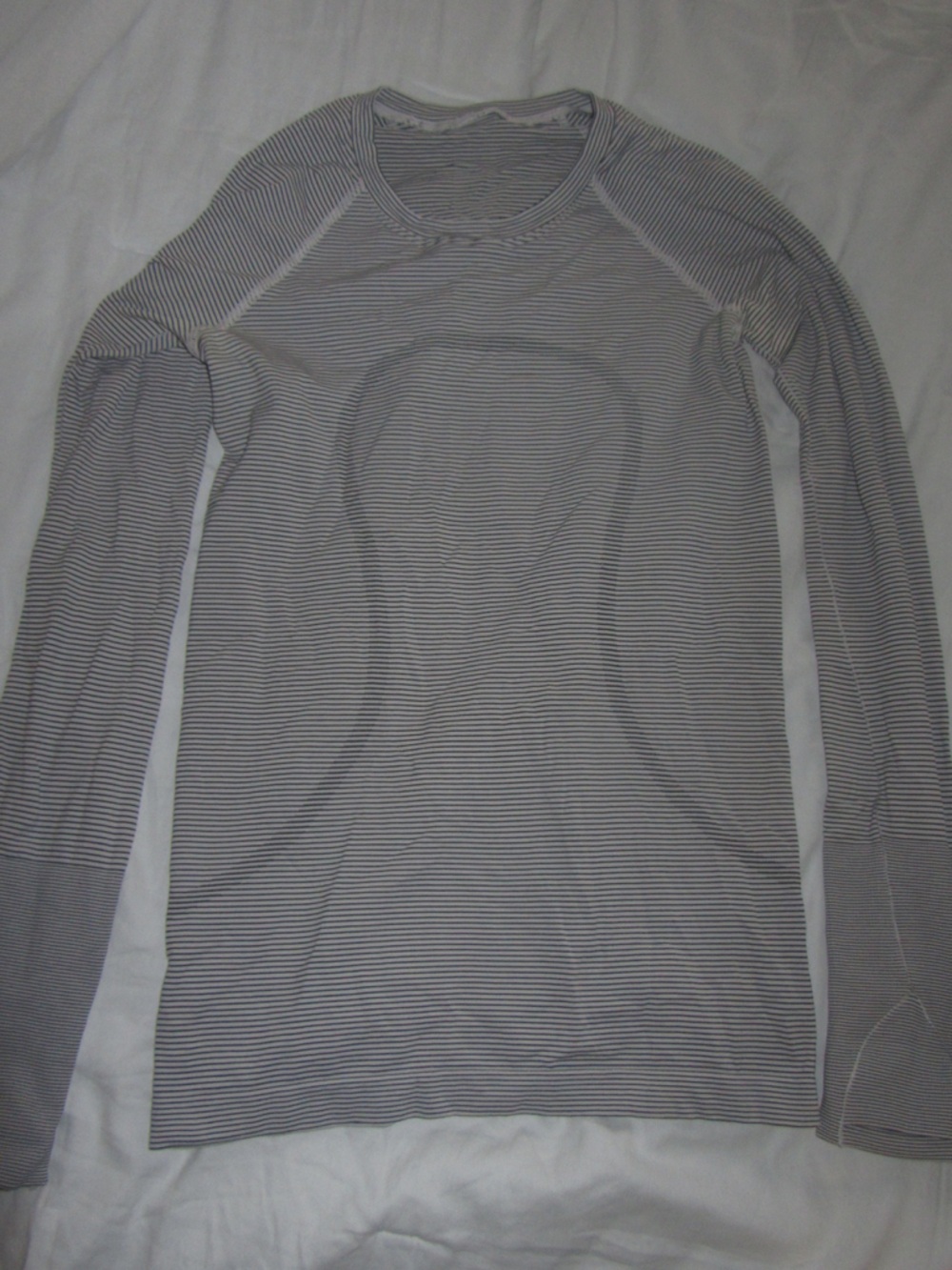lululemon athletica Long Sleeve Striped Crew - Gray and White